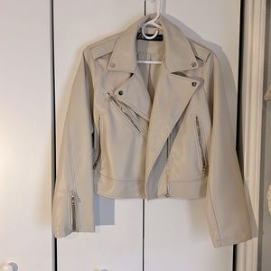 Cream cropped moto jacket, Zara size XL